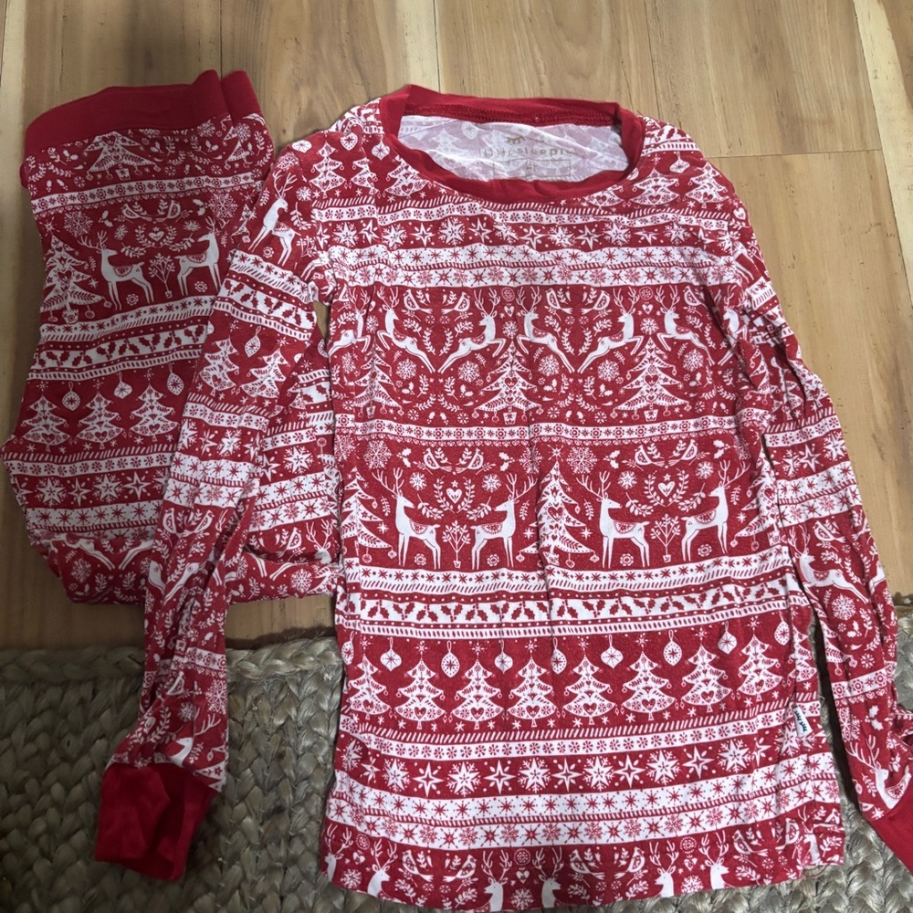 Festive little sleepies bamboo Red and White Kids Pajamas